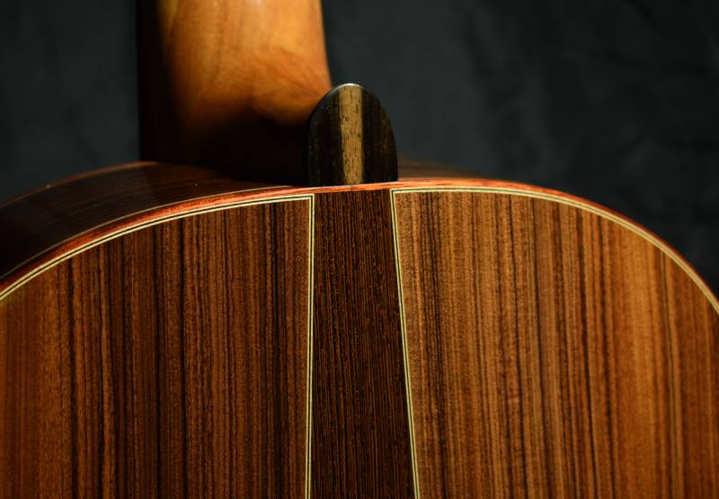 Framing the contrasting back woods with purfling