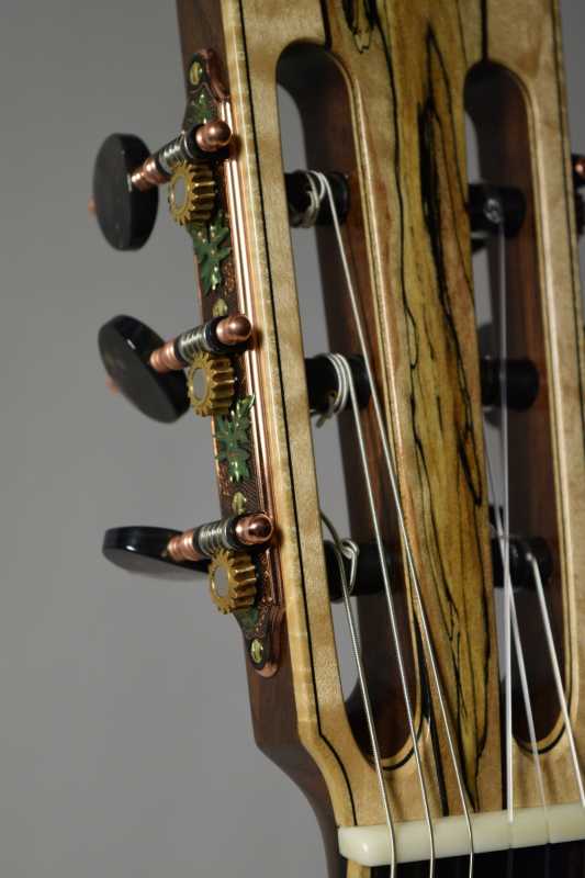 Like the back, the headstock is four pieces 