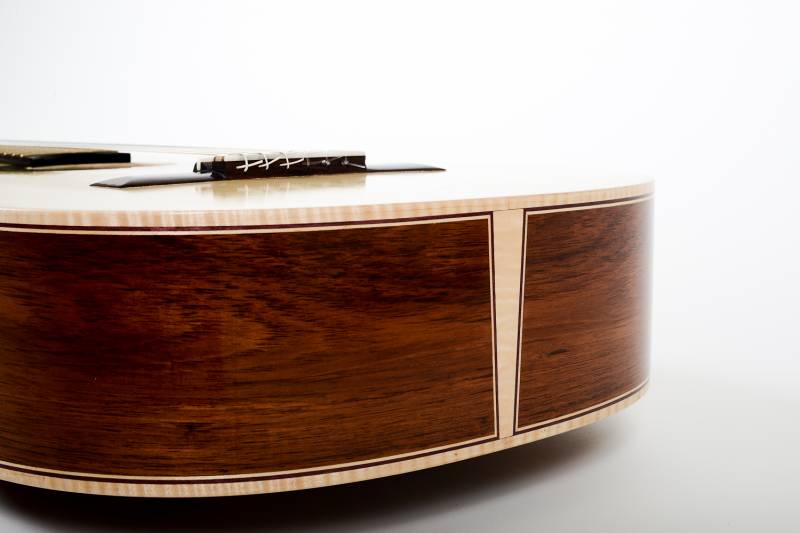 Flamed Maple Binding with Purple Heart Accent