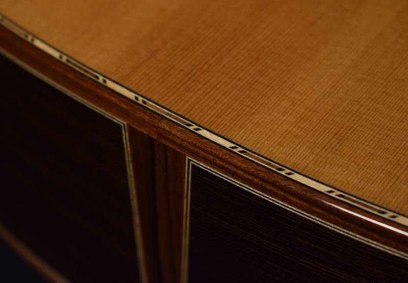 Purfling joints at end graft